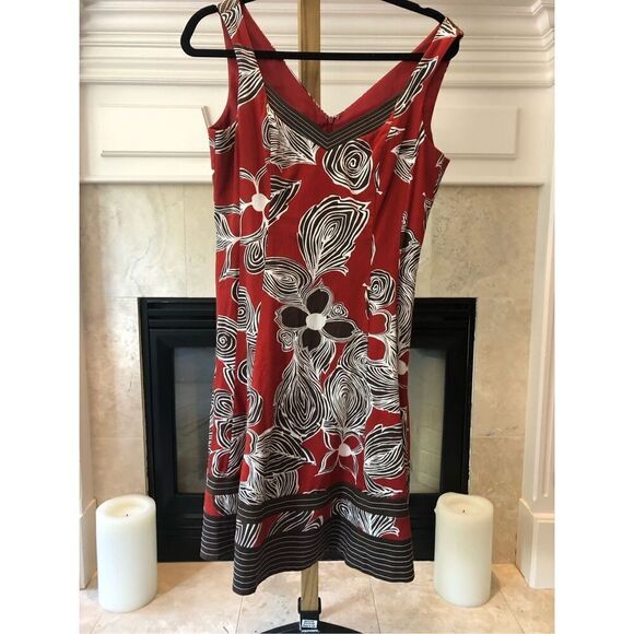 Nine West Women’s Red and Brown Floral Design  Tank Dress Size 8 - Picture 2 of 8